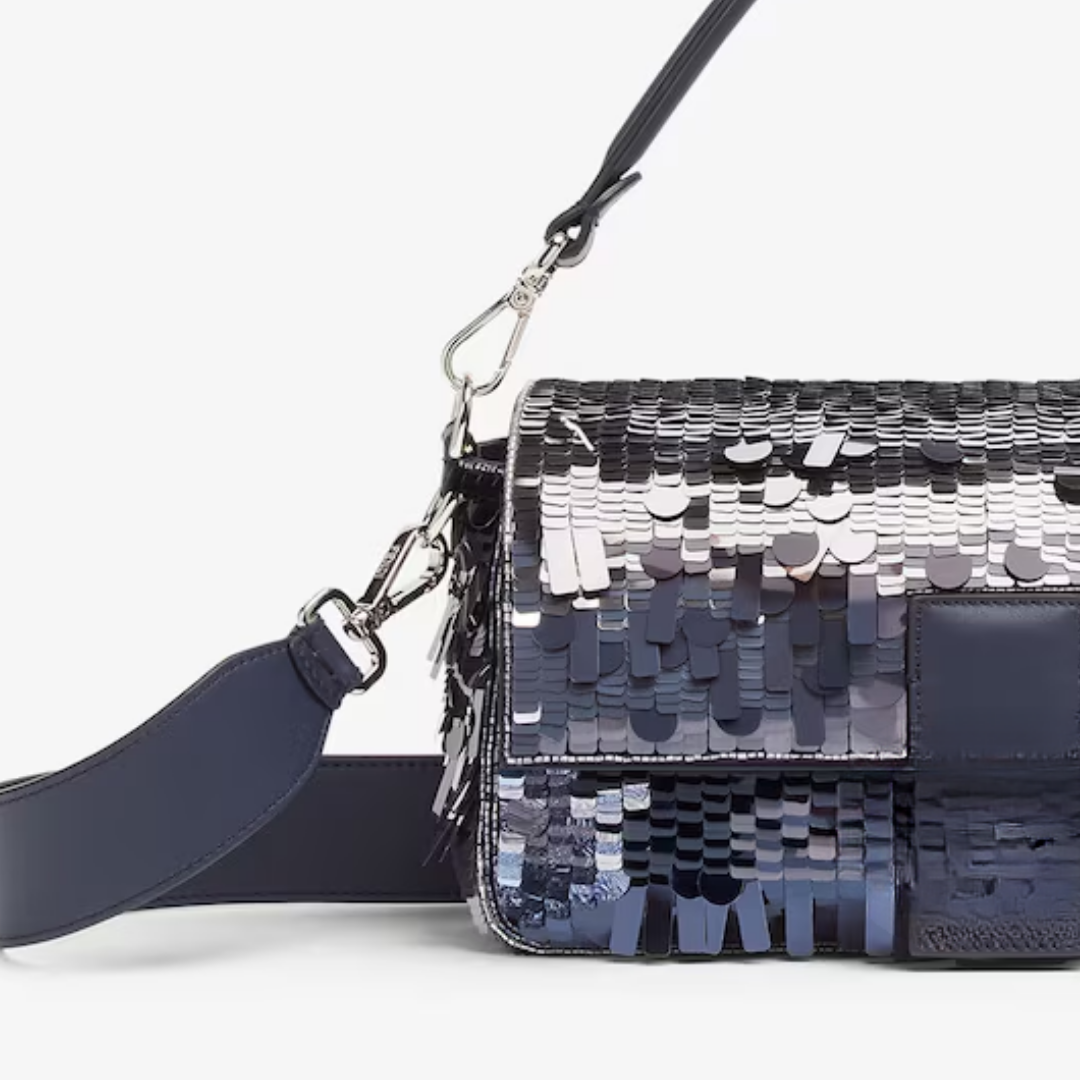 Tas Blauwe Sequin & Leer – Fnd Bgtt