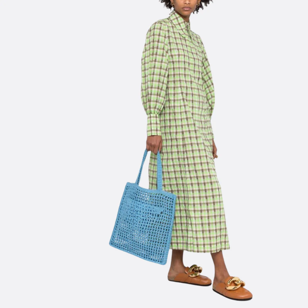 Tas Prd Shopper in Raffia met Gevlochten Lg – Blauw