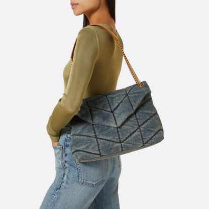 Tas Puffer in Gequilted Vintage Denim