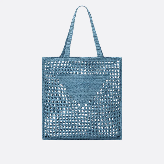 Tas Prd Shopper in Raffia met Gevlochten Lg – Blauw