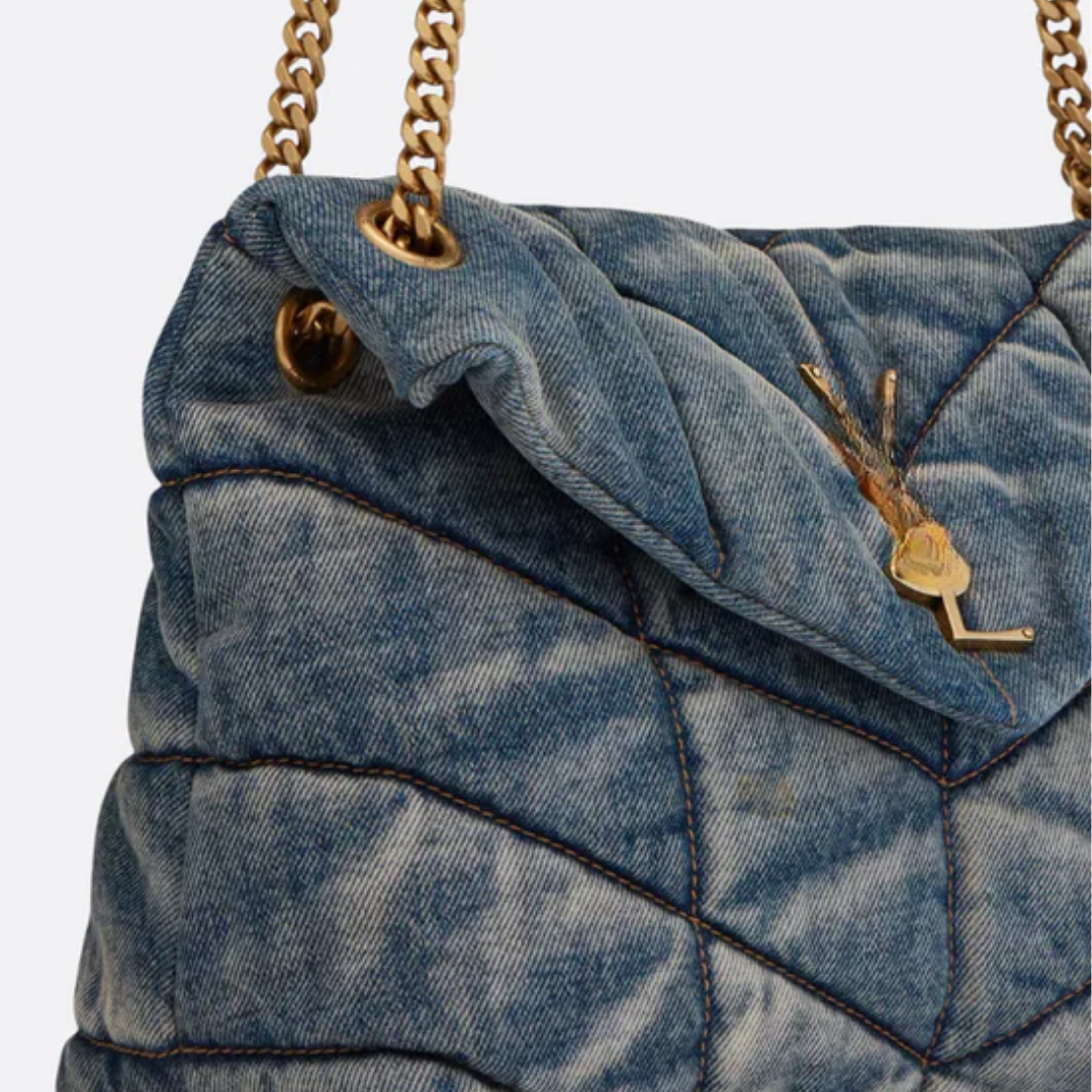 Tas Puffer in Gequilted Vintage Denim