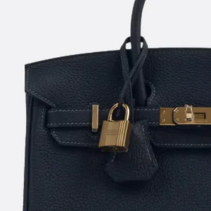 Tas 25 Brk HSS Cr / GryTr in Tg Leer met Geborsteld Gouden Hardware