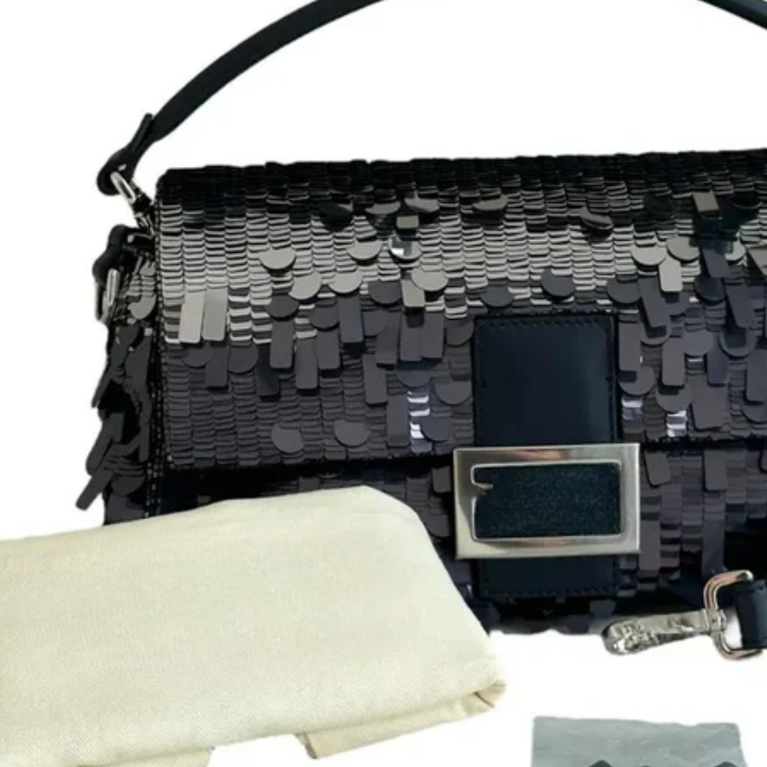 Tas Blauwe Sequin & Leer – Fnd Bgtt