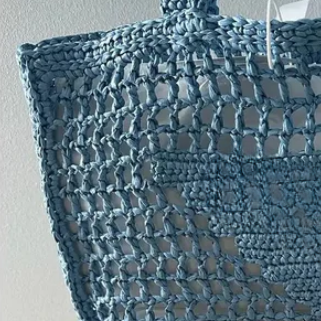 Tas Prd Shopper in Raffia met Gevlochten Lg – Blauw